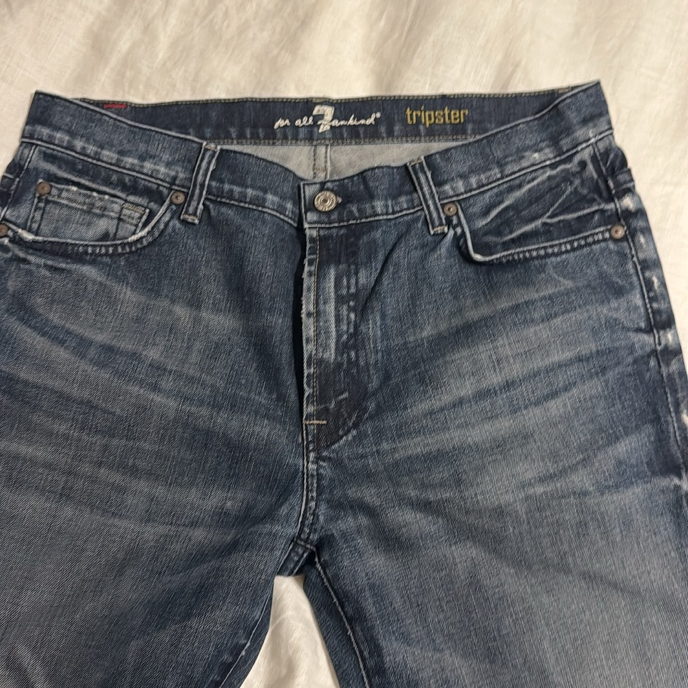 7 For All Mankind Women's Dark Blue Flared Jeans - Picture 2 of 10